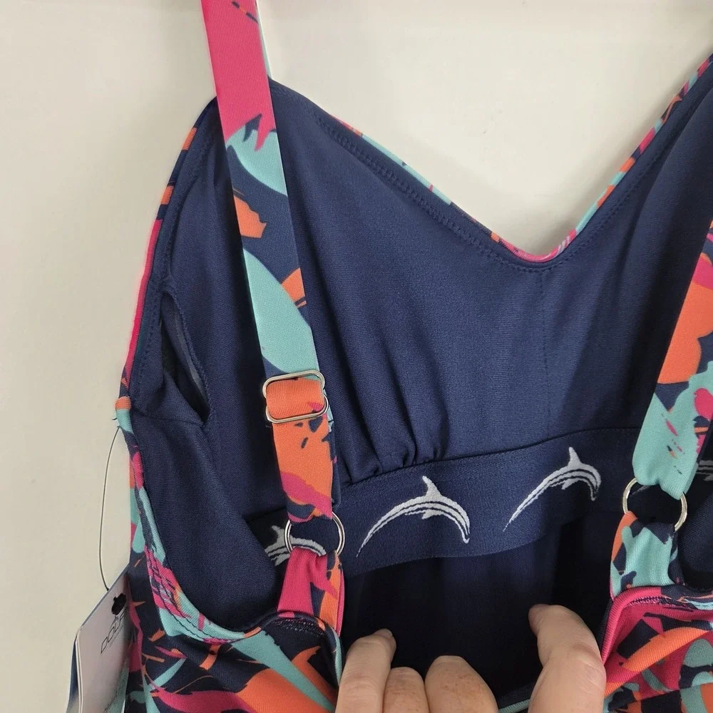Aquashape Dolfin NWT Ruffle Swimsuit Tummy Control Womens Size 12